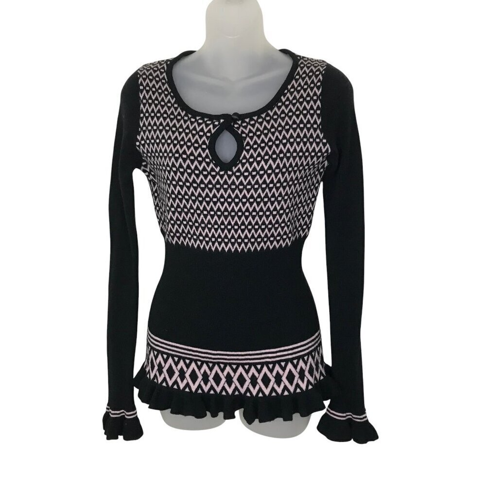 Milly Of New York Black And Pink Y2K Sweater Size M